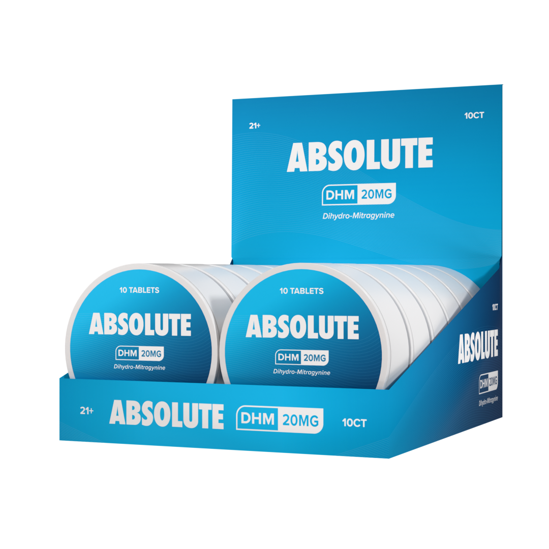 Absolute DHM 10-Count Display Box — 12 Units (10 Tablets per Puck)